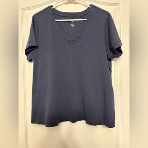J. Jill Navy Blue V-Neck Tee